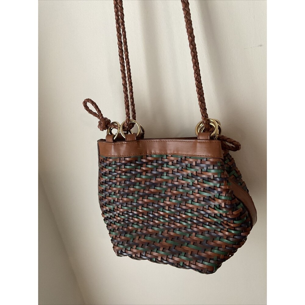 Elka Accessories Straw Woven Multicolor Handbag Braided Leather? Handles